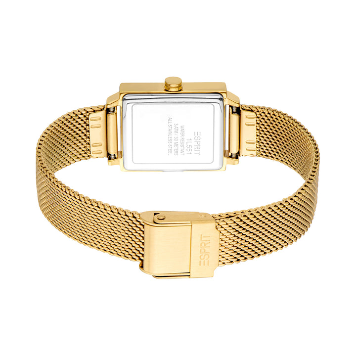 ESPRIT Women Watch, Gold Color Case, Silver Dial, Gold Color Mesh Bracelet, 2 Hands, 3 ATM