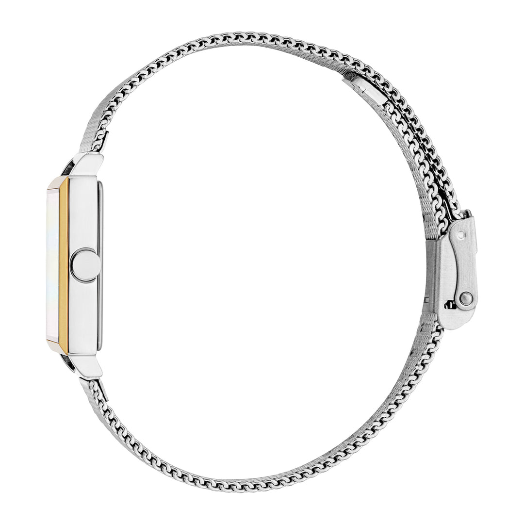 ESPRIT Women Watch, Two Tone Silver & Gold Color Case, White MOP Dial, Stainless Steel Mesh Bracelet, 2 Hands, 3 ATM