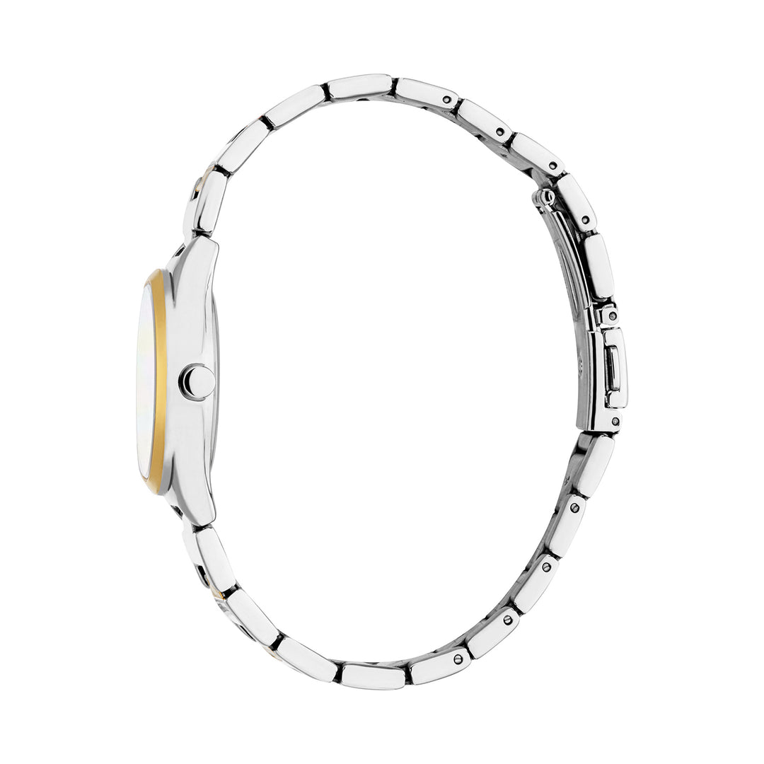 ESPRIT Women Watch, Two Tone Silver & Gold Color Case, White MOP Dial, Two Tone Silver & Gold Color Metal Bracelet, 3 Hands, 3 ATM