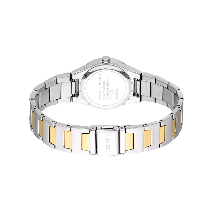 ESPRIT Women Watch, Two Tone Silver & Gold Color Case, White MOP Dial, Two Tone Silver & Gold Color Metal Bracelet, 3 Hands, 3 ATM