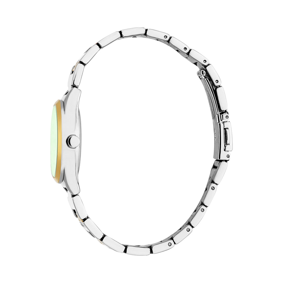 ESPRIT Women Watch, Two Tone Silver & Gold Color Case, Dark Green Dial, Two Tone Silver & Gold Color Metal Bracelet, 3 Hands, 3 ATM