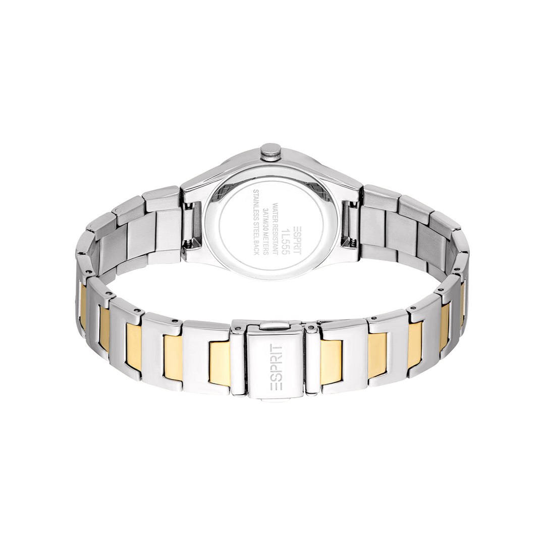 ESPRIT Women Watch, Two Tone Silver & Gold Color Case, Dark Green Dial, Two Tone Silver & Gold Color Metal Bracelet, 3 Hands, 3 ATM