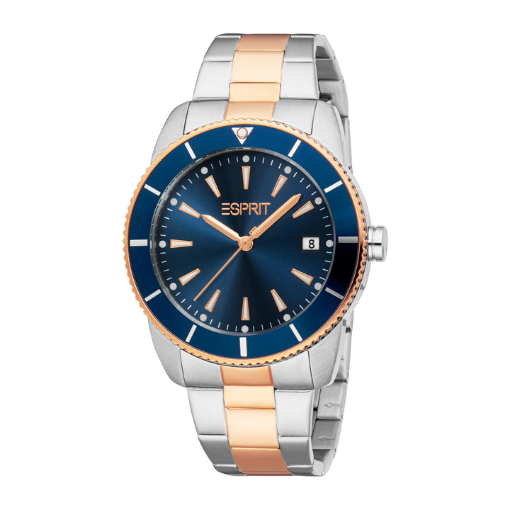 Esprit Men's 42mm Fashion Two Tone Silver & Rose Gold Color Dial Watch