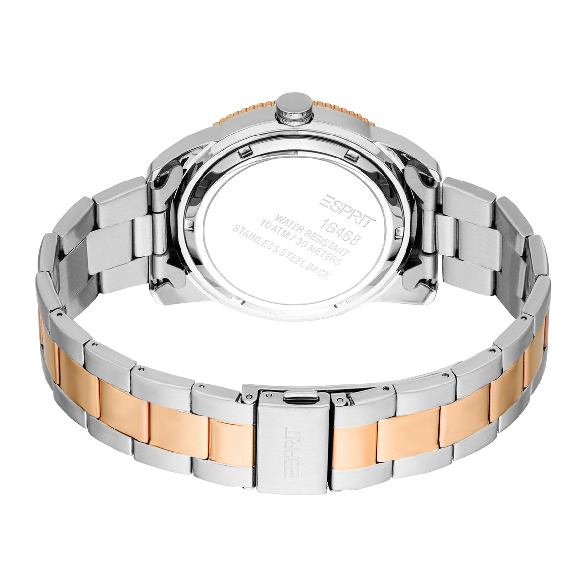 Esprit Men's 42mm Fashion Two Tone Silver & Rose Gold Color Dial Watch