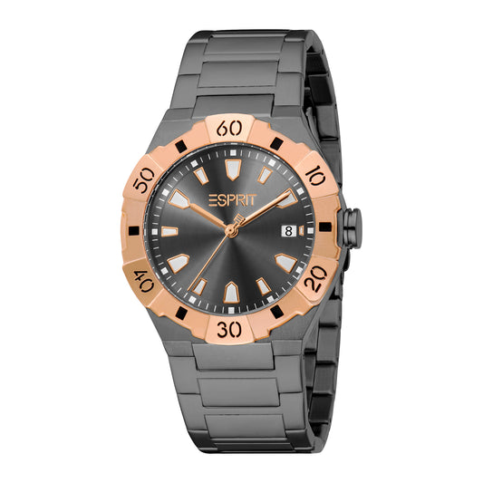 Esprit Men's 40mm Fashion Gun Color Dial Watch