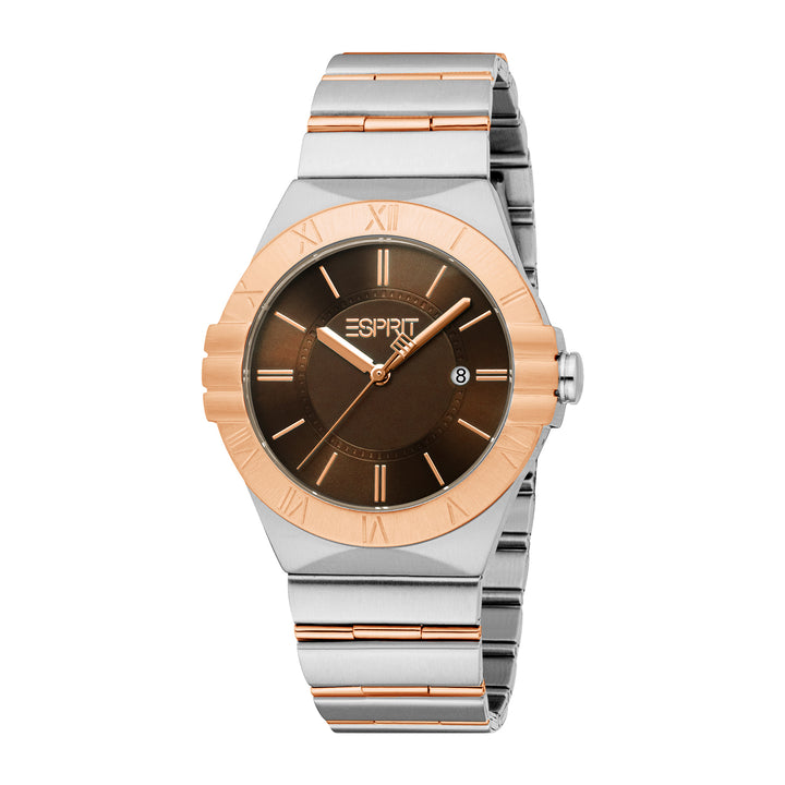 Esprit Men's 40mm Fashion Two Tone Silver & Rose Gold Color Dial Watch