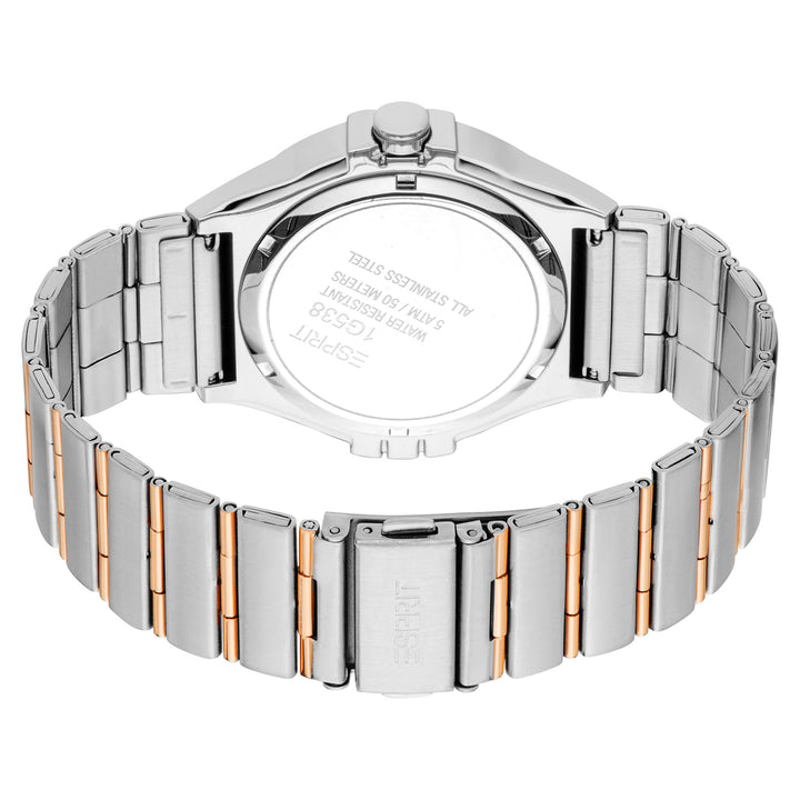 Esprit Men's 40mm Fashion Two Tone Silver & Rose Gold Color Dial Watch