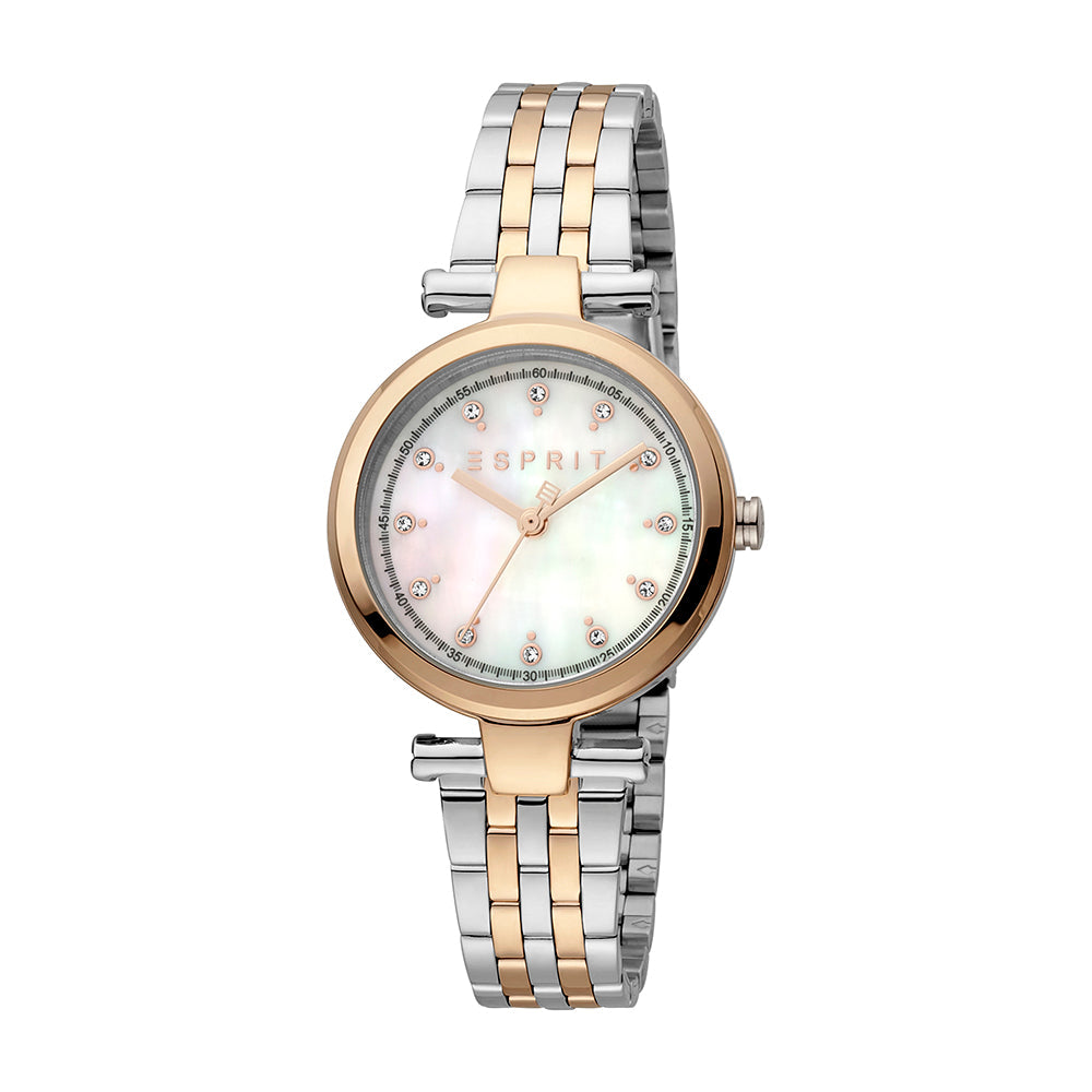 Esprit Women's Laila Dot Fashion Quartz Two Tone Silver and Rose Gold Watch