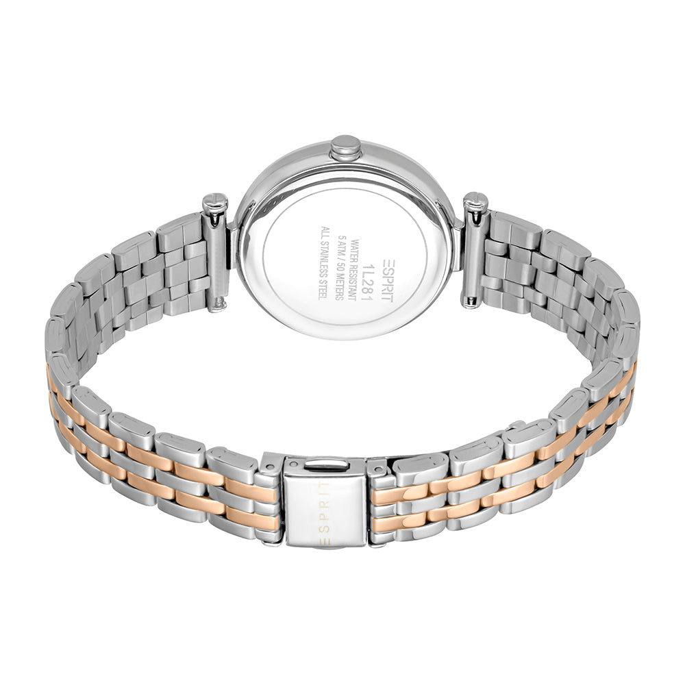 Esprit Women's Laila Dot Fashion Quartz Two Tone Silver and Rose Gold Watch