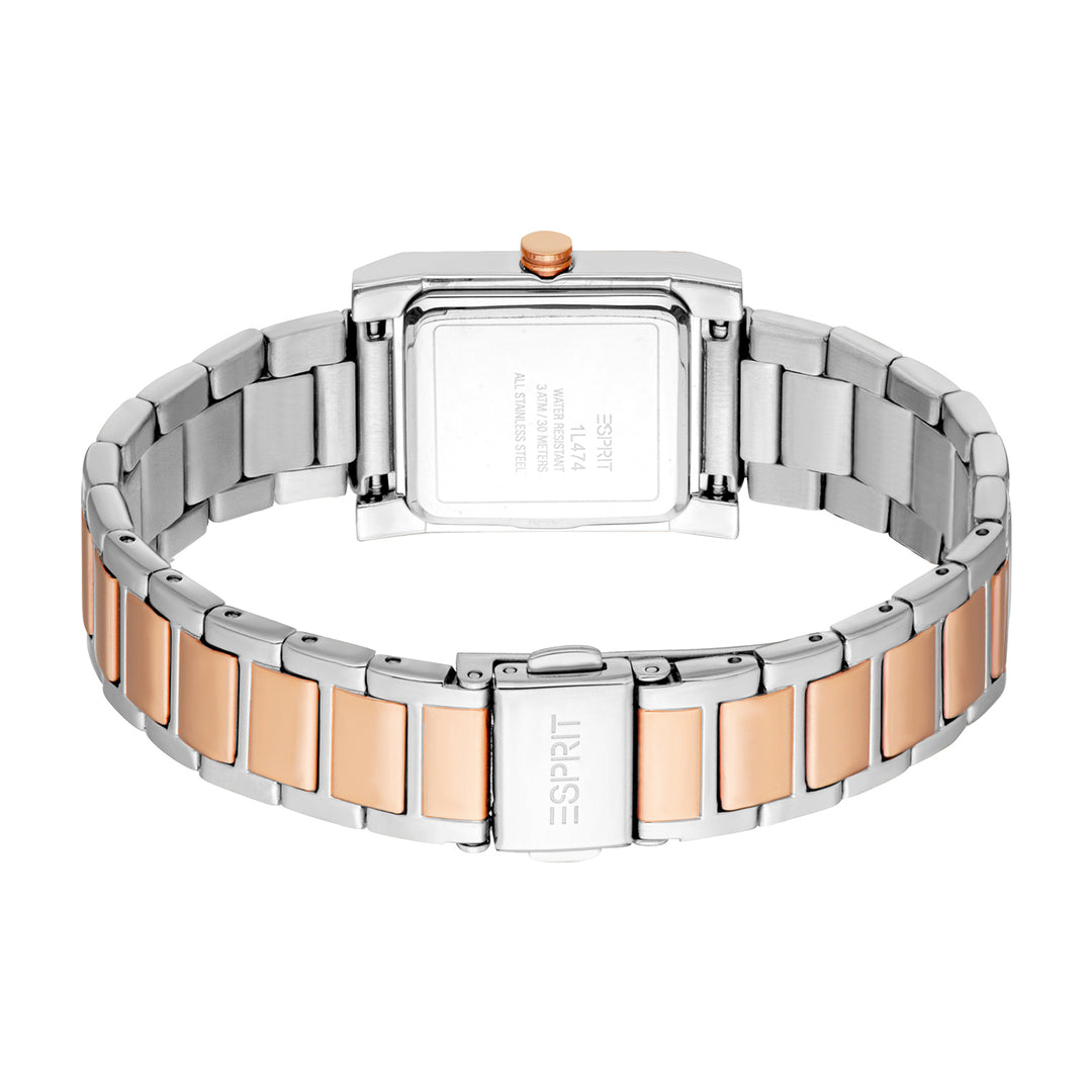Esprit Women's 23 x 23.5mm Fashion Two Tone Silver & Rose Gold Color Dial Watch