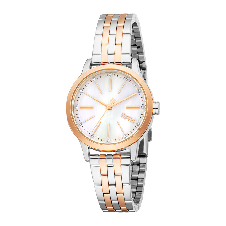 Esprit Women's 30mm Fashion Two Tone Silver & Rose Gold Color Dial Watch