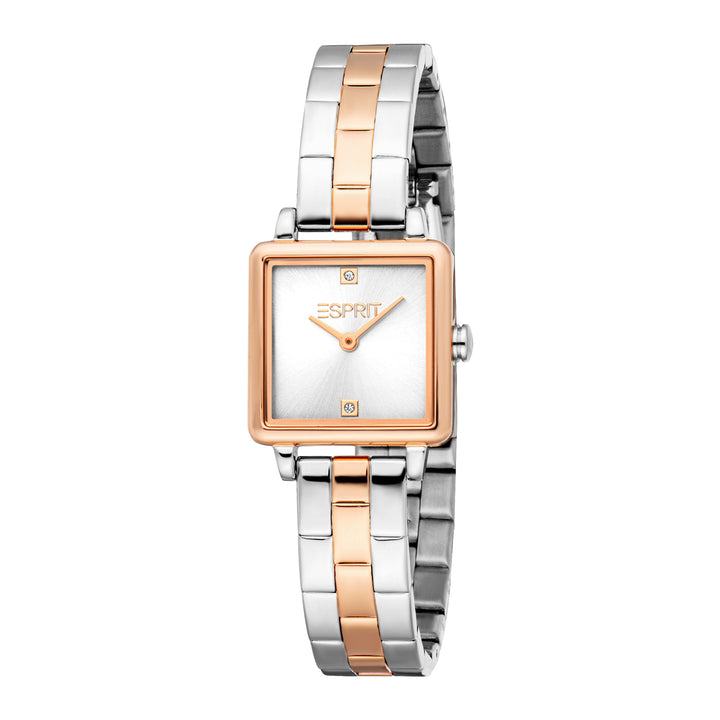 Esprit Women's 22 x 29.5mm Fashion Two Tone Silver & Rose Gold Color Dial Watch