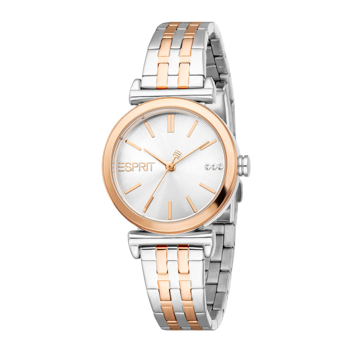 Esprit Women's 30mm Fashion Two Tone Silver & Rose Gold Color Dial Watch