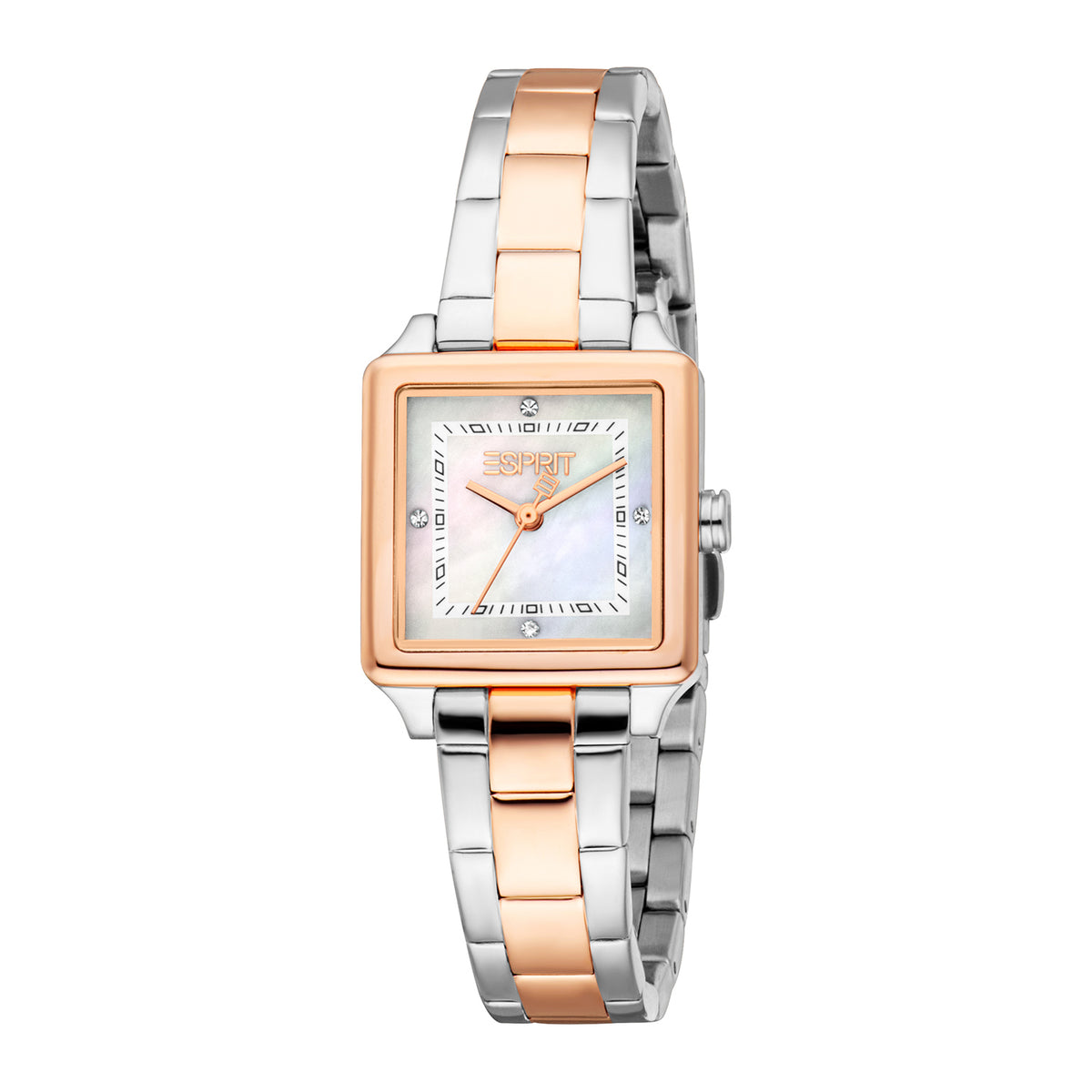 Esprit Women's 24 x 24mm Fashion Two Tone Silver & Rose Gold Color Dial Watch