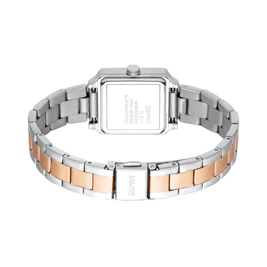 Esprit Women's 24 x 24mm Fashion Two Tone Silver & Rose Gold Color Dial Watch