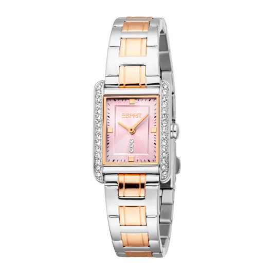 Esprit Women's 22 x 24.5mm Fashion Two Tone Silver & Rose Gold Color Dial Watch