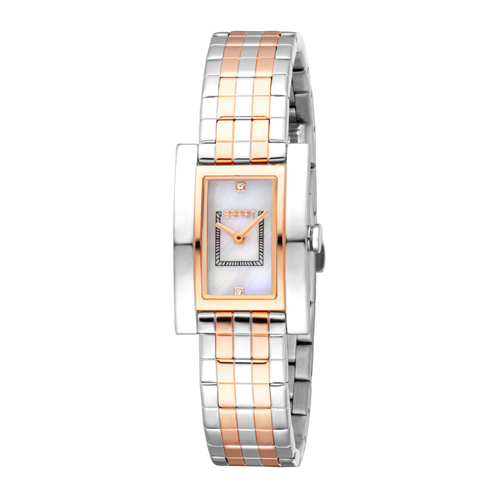 Esprit Women's 21 x 30mm Fashion Two Tone Silver & Rose Gold Color Dial Watch