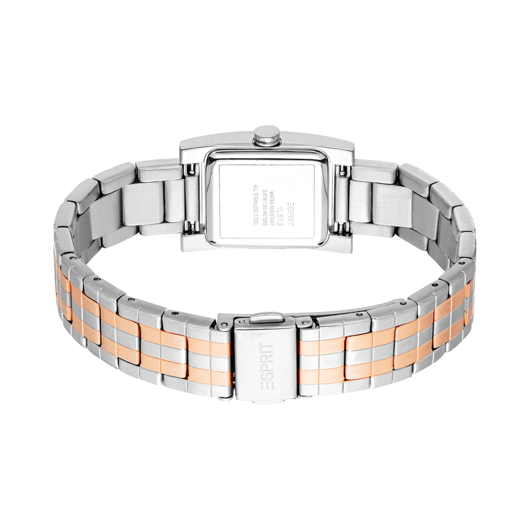 Esprit Women's 21 x 30mm Fashion Two Tone Silver & Rose Gold Color Dial Watch