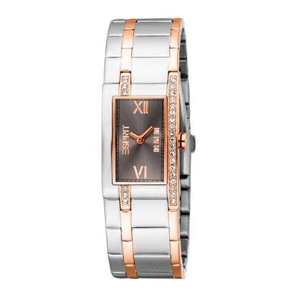 Esprit Women's 20.2 x 36.8mm Fashion Two Tone Silver & Rose Gold Color Dial Watch