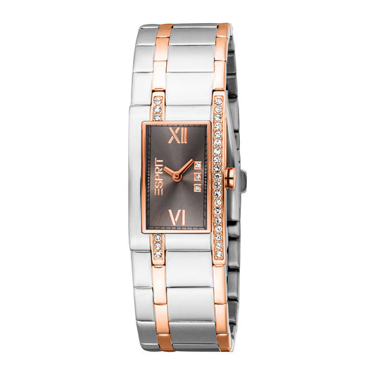 Esprit Women's 20.2 x 36.8mm Fashion Two Tone Silver & Rose Gold Color Dial Watch