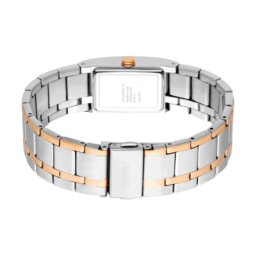 Esprit Women's 20.2 x 36.8mm Fashion Two Tone Silver & Rose Gold Color Dial Watch