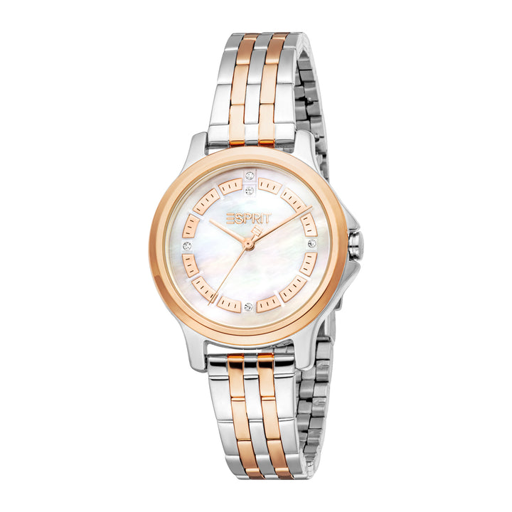 Esprit Women's 32mm Fashion Two Tone Silver & Rose Gold Color Dial Watch