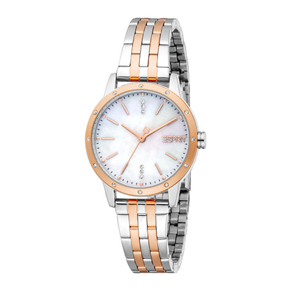 Esprit Women's 30mm Fashion Two Tone Silver & Rose Gold Color Dial Watch