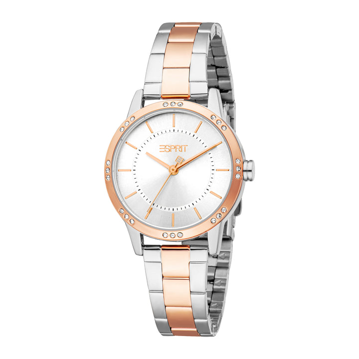 Esprit Women's 30mm Fashion Two Tone Silver & Rose Gold Color Dial Watch