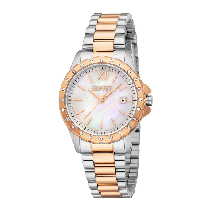 Esprit Women's 32mm Fashion Two Tone Silver & Rose Gold Color Dial Watch
