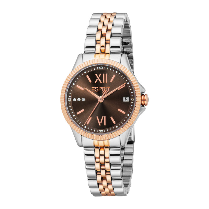 Esprit Women's 30mm Fashion Two Tone Silver & Rose Gold Color Dial Watch
