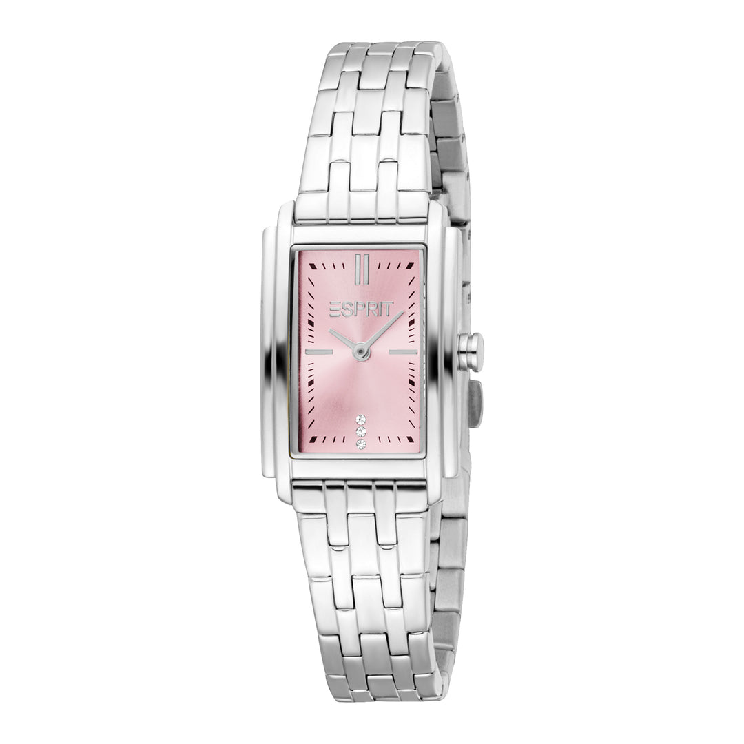 ESPRIT Women Watch, Silver Color Case, Pink Dial, Stainless Steel Metal Bracelet, 2 Hands, 3 ATM