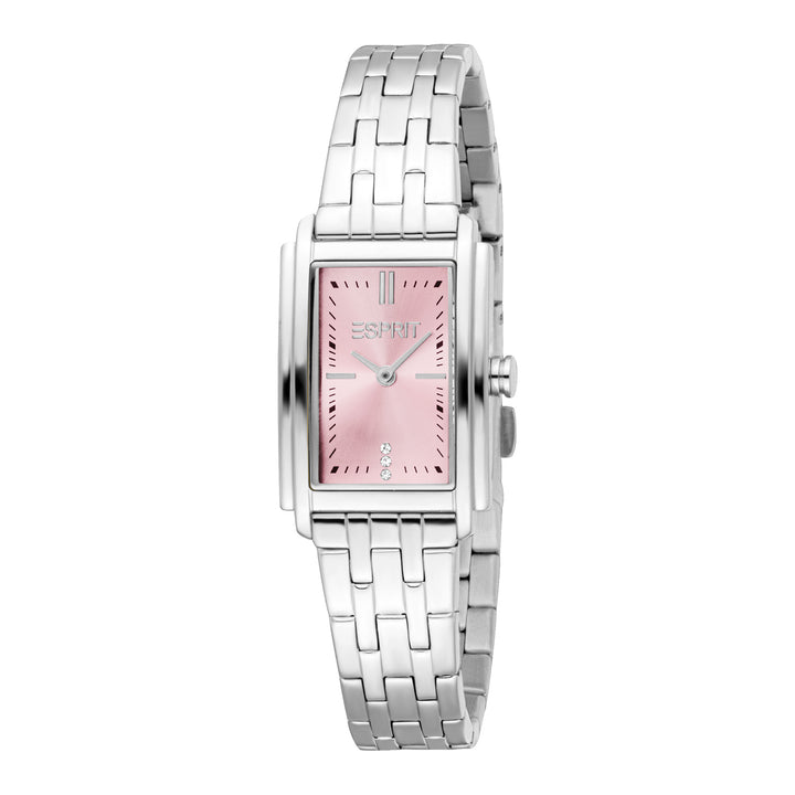 ESPRIT Women Watch, Silver Color Case, Pink Dial, Stainless Steel Metal Bracelet, 2 Hands, 3 ATM
