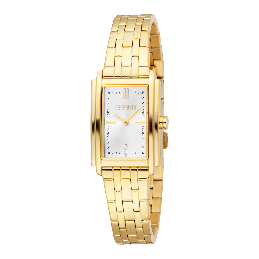 ESPRIT Women Watch, Gold Color Case, Silver Dial, Gold Color Metal Bracelet, 2 Hands, 3 ATM