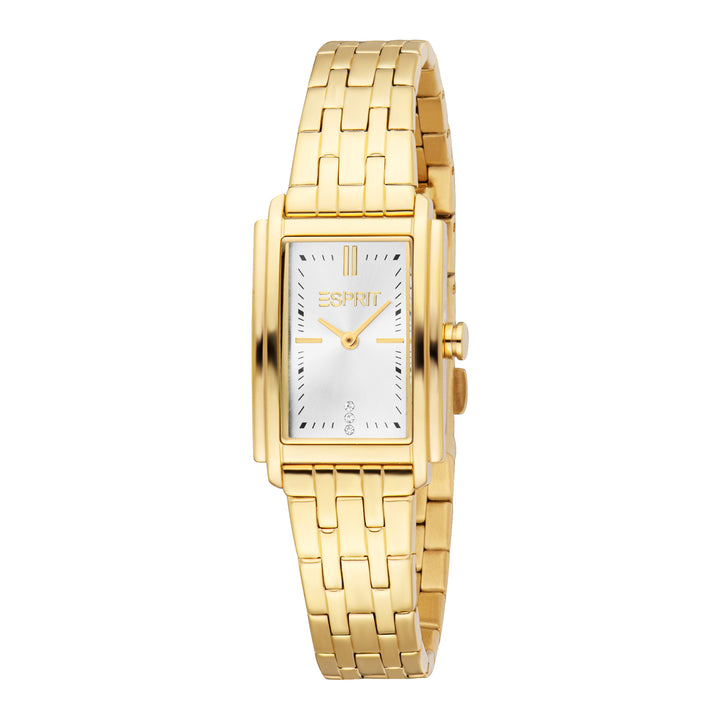 ESPRIT Women Watch, Gold Color Case, Silver Dial, Gold Color Metal Bracelet, 2 Hands, 3 ATM