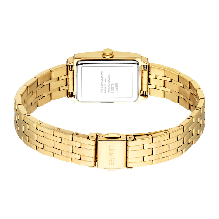 ESPRIT Women Watch, Gold Color Case, Silver Dial, Gold Color Metal Bracelet, 2 Hands, 3 ATM