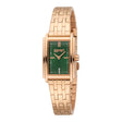 ESPRIT Women Watch, Rose Gold Color Case, Dark Green Dial, Rose Gold Color Metal Bracelet, 2 Hands, 3 ATM