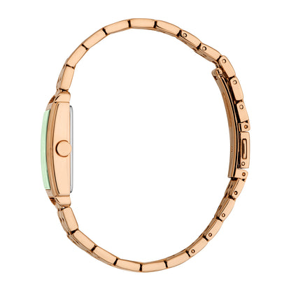 ESPRIT Women Watch, Rose Gold Color Case, Dark Green Dial, Rose Gold Color Metal Bracelet, 2 Hands, 3 ATM