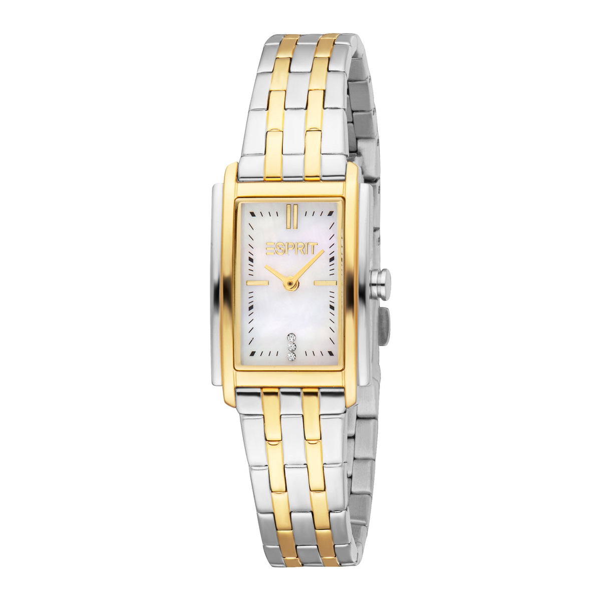 ESPRIT Women Watch, Two Tone Silver & Gold Color Case, White MOP Dial, Two Tone Silver & Gold Color Metal Bracelet, 2 Hands, 3 ATM