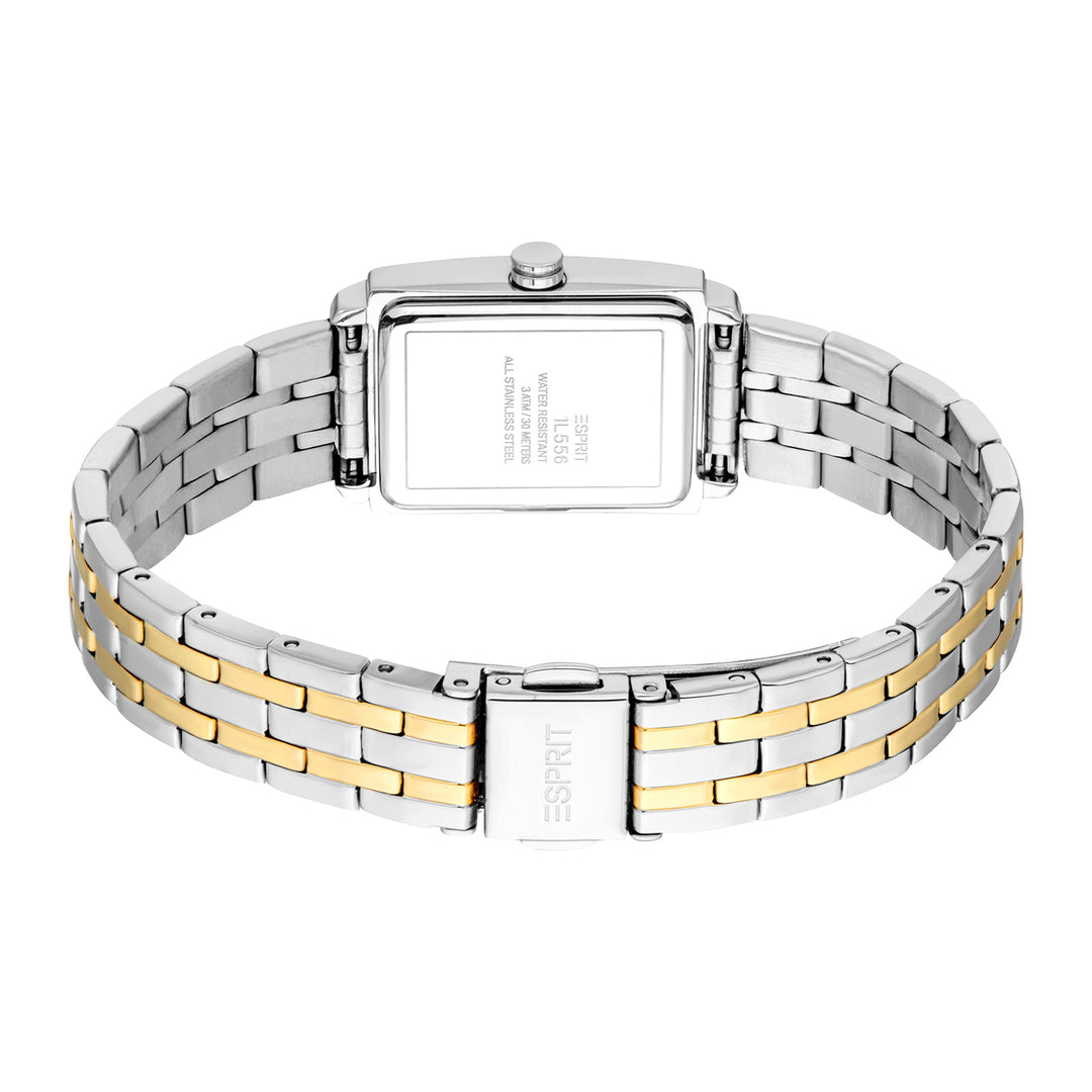 ESPRIT Women Watch, Two Tone Silver & Gold Color Case, Dark Green Dial, Two Tone Silver & Gold Color Metal Bracelet, 2 Hands, 3 ATM