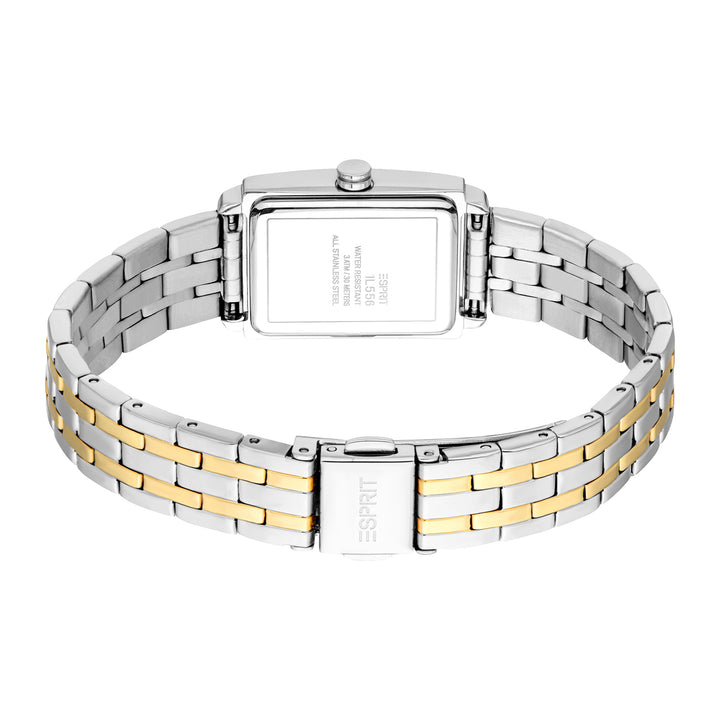 ESPRIT Women Watch, Two Tone Silver & Gold Color Case, Dark Green Dial, Two Tone Silver & Gold Color Metal Bracelet, 2 Hands, 3 ATM