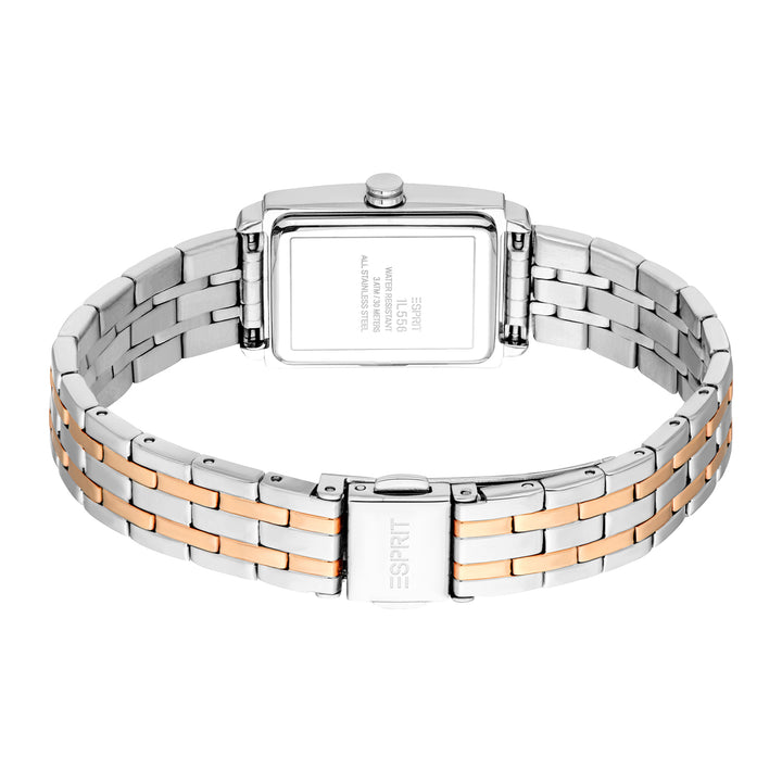 ESPRIT Women Watch, Two Tone Silver & Rose Gold Color Case, White MOP Dial, Two Tone Silver & Rose Gold Color Metal Bracelet, 2 Hands, 3 ATM
