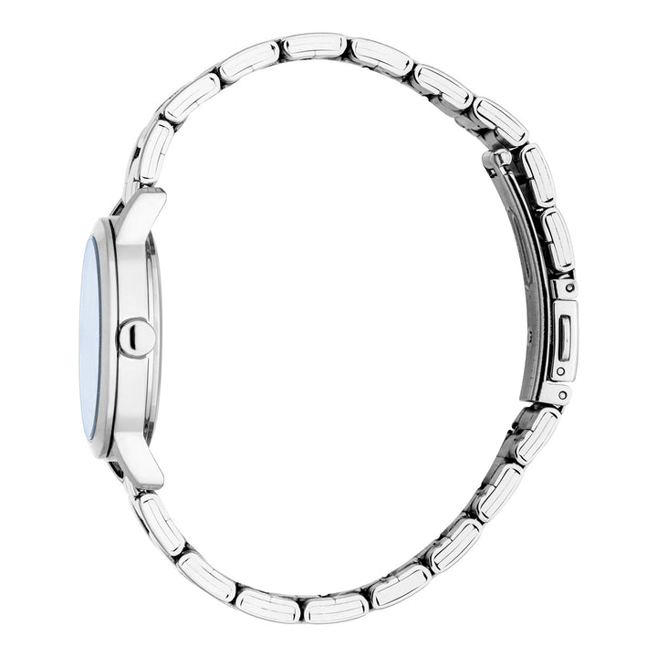 ESPRIT Women Watch, Silver Color Case, Dark Blue Dial, Stainless Steel Metal Bracelet, 3 Hands, 3 ATM
