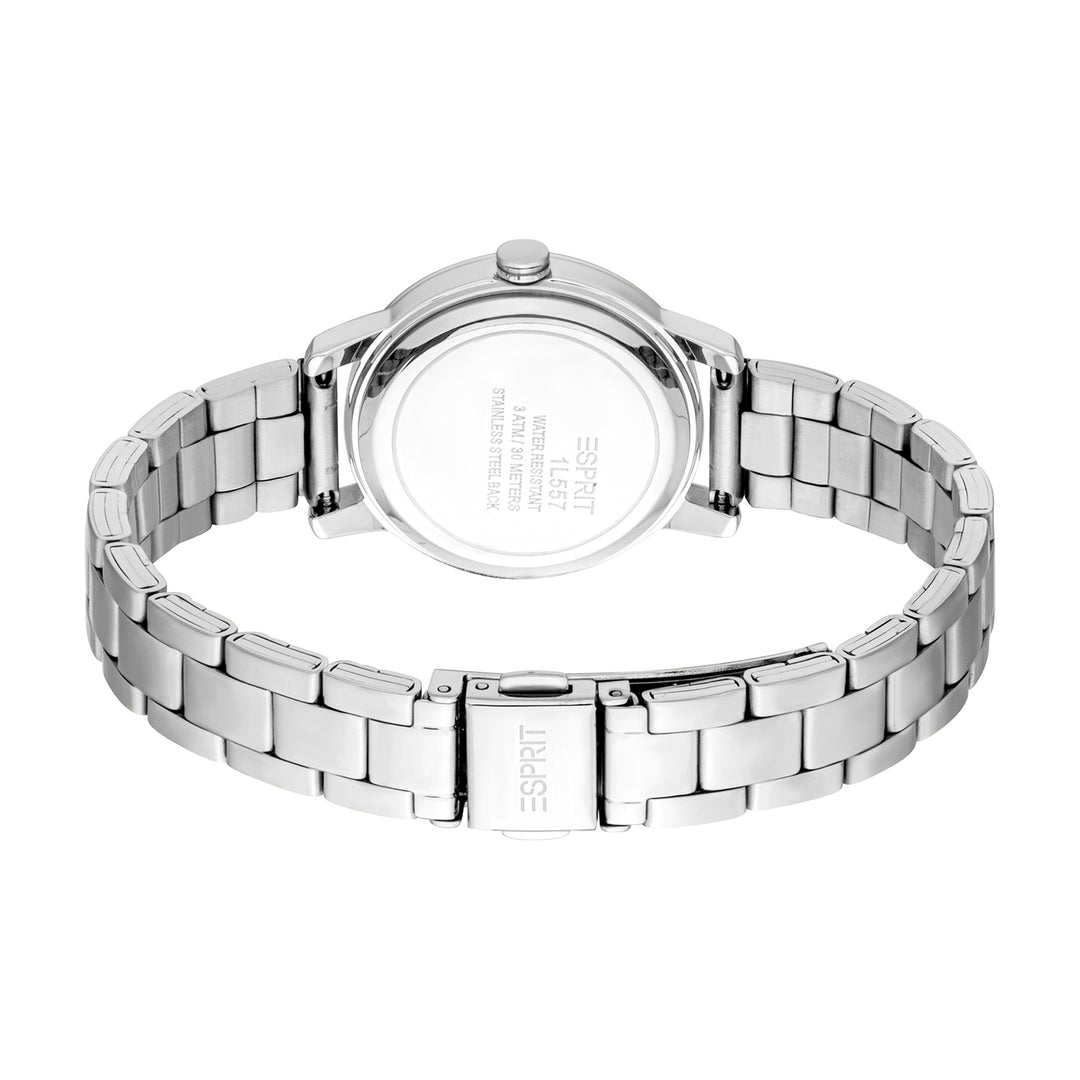 ESPRIT Women Watch, Silver Color Case, Dark Blue Dial, Stainless Steel Metal Bracelet, 3 Hands, 3 ATM