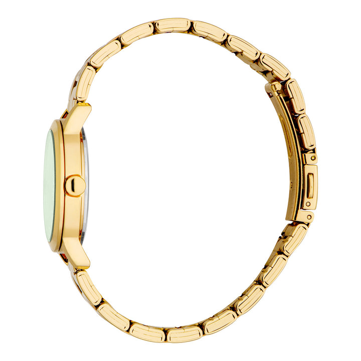 ESPRIT Women Watch, Gold Color Case, Dark Green Dial, Gold Color Metal Bracelet, 3 Hands, 3 ATM