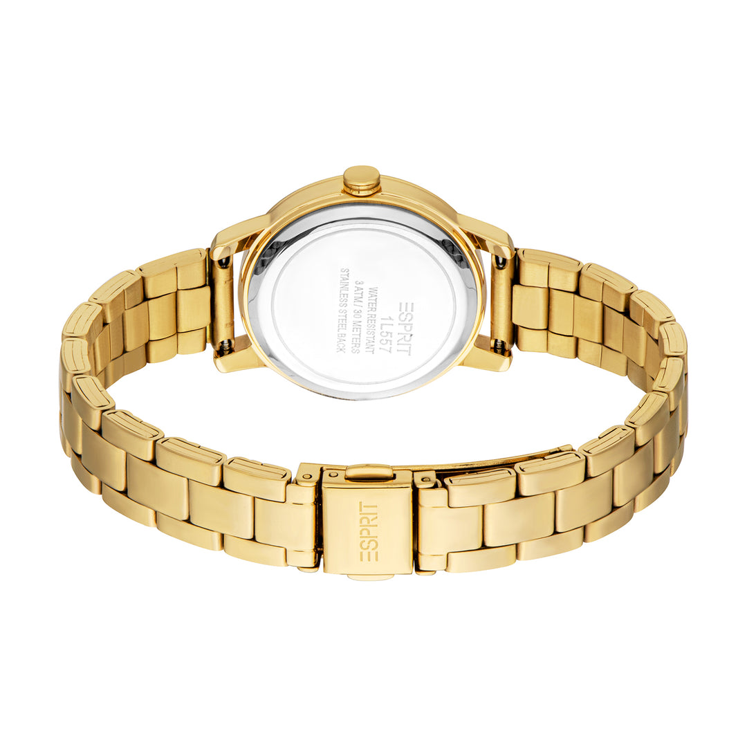 ESPRIT Women Watch, Gold Color Case, Dark Green Dial, Gold Color Metal Bracelet, 3 Hands, 3 ATM
