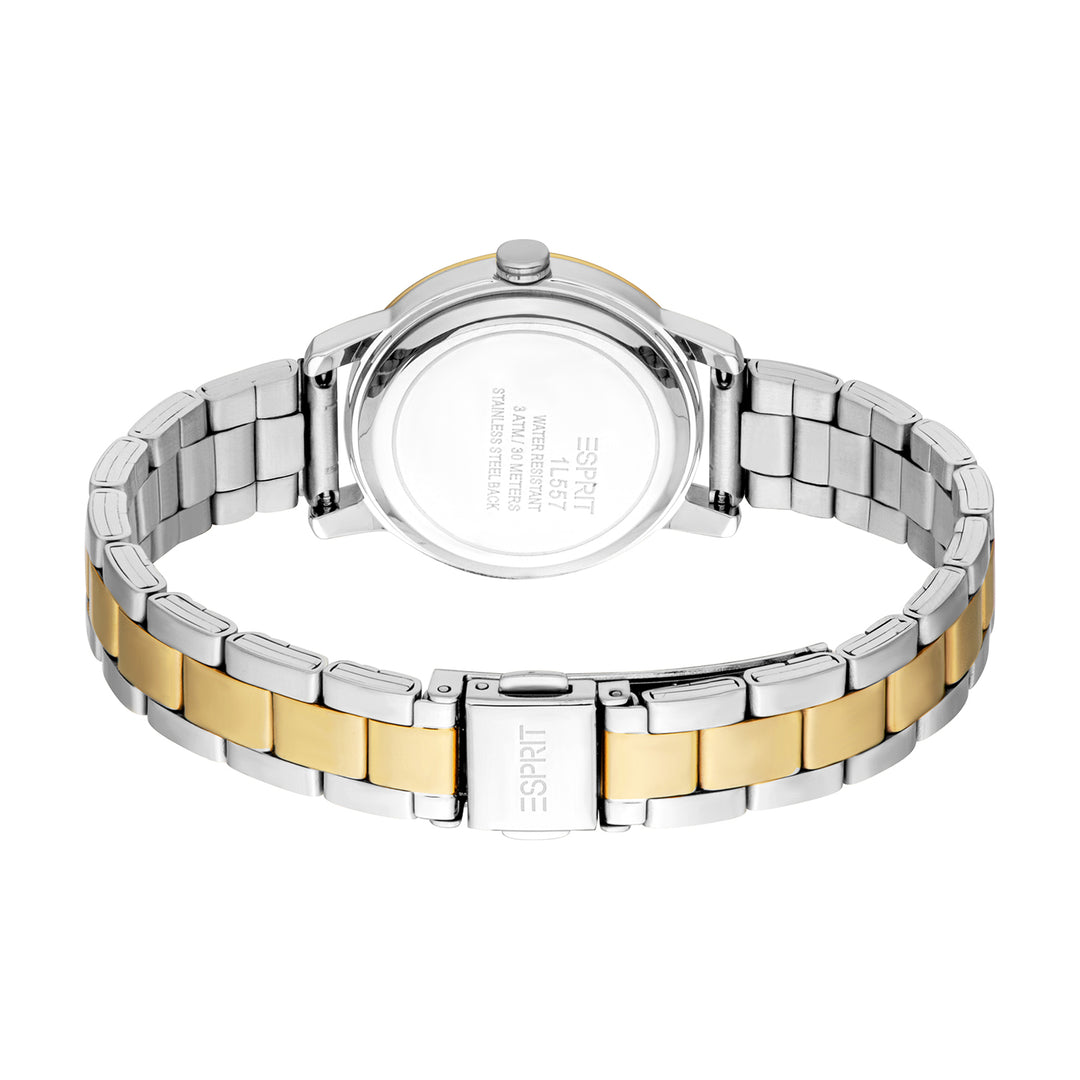 ESPRIT Women Watch, Two Tone Silver & Gold Color Case, Champagne Dial, Two Tone Silver & Gold Color Metal Bracelet, 3 Hands, 3 ATM