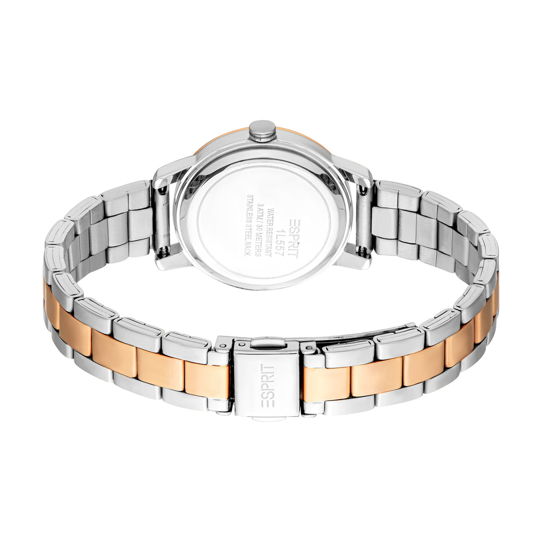 ESPRIT Women Watch, Two Tone Silver & Rose Gold Color Case, Rose Gold Dial, Two Tone Silver & Rose Gold Color Metal Bracelet, 3 Hands, 3 ATM