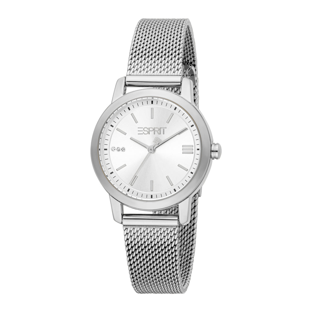 ESPRIT Women Watch, Silver Color Case, Silver Dial, Stainless Steel Mesh Bracelet, 3 Hands, 3 ATM