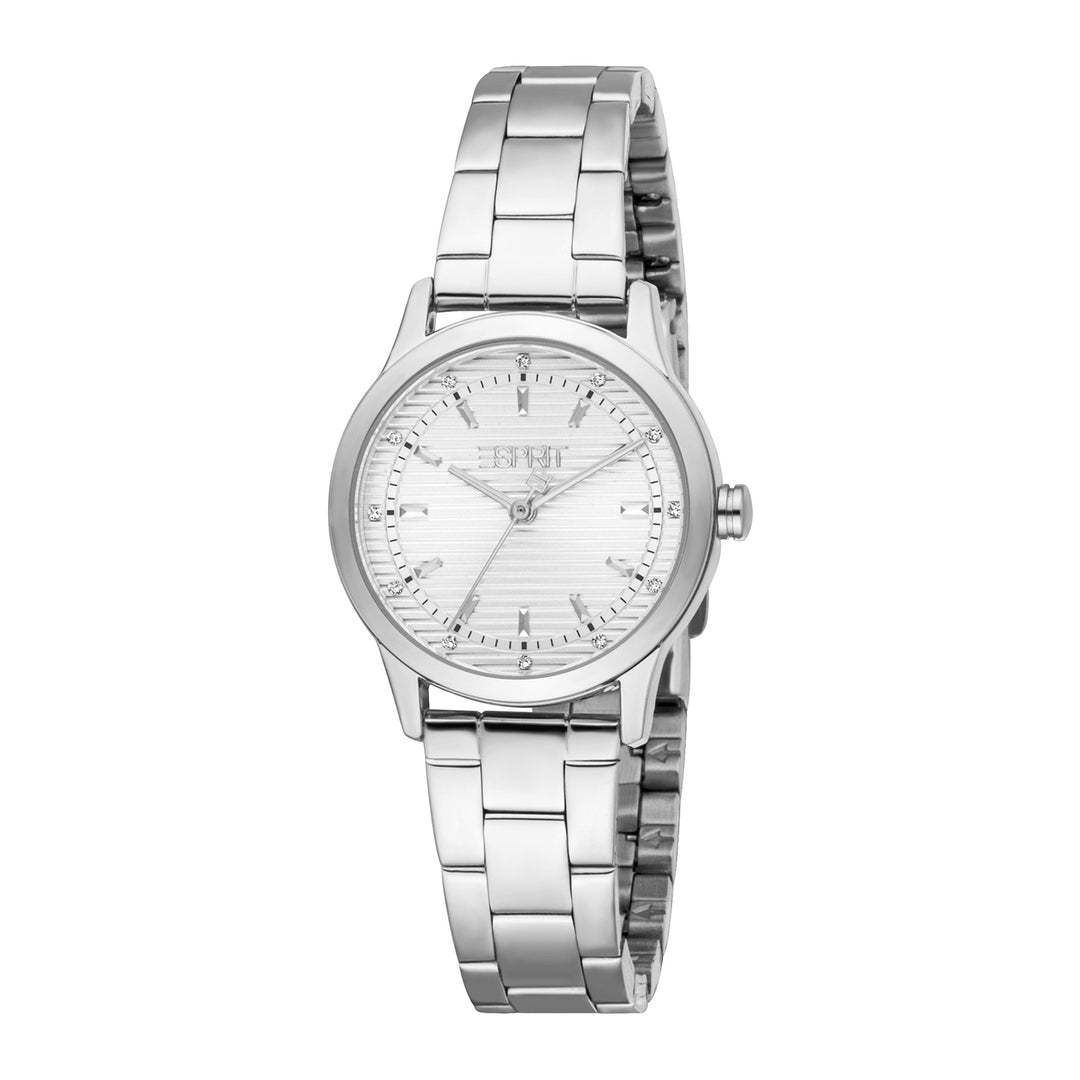 ESPRIT Women Watch, Silver Color Case, Silver Dial, Stainless Steel Metal Bracelet, 3 Hands, 3 ATM