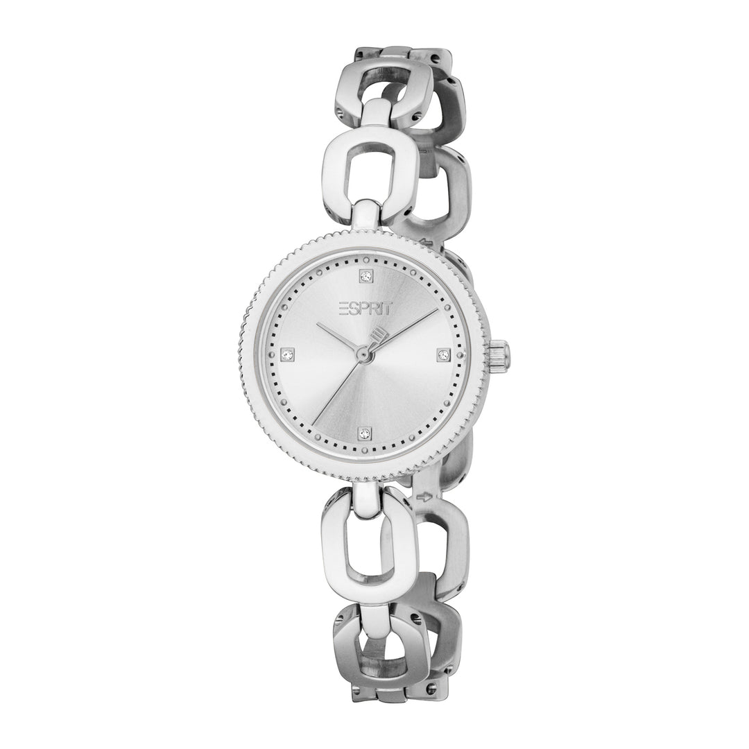 ESPRIT Women Watch, Silver Color Case, Silver Dial, Stainless Steel Metal Bracelet, 3 Hands, 3 ATM